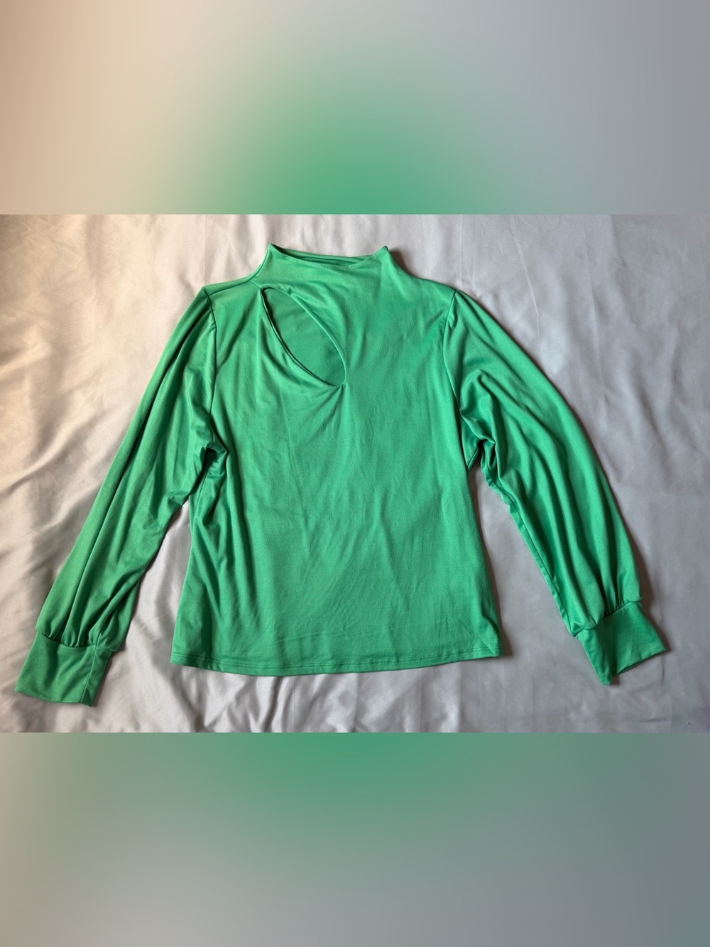 NYLON Apparel 2XL Green Asymmetrical Cutout Mock Neck Y2K Top
